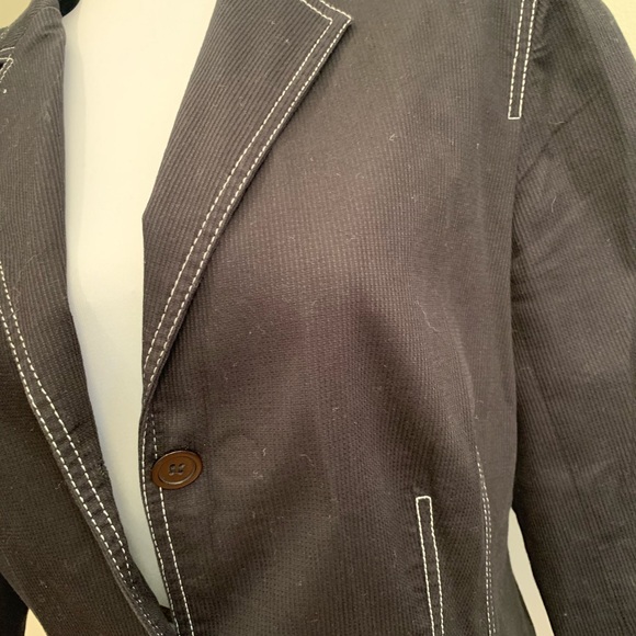 Neiman Marcus Black Corduroy Piping Blazer - Picture 2 of 6